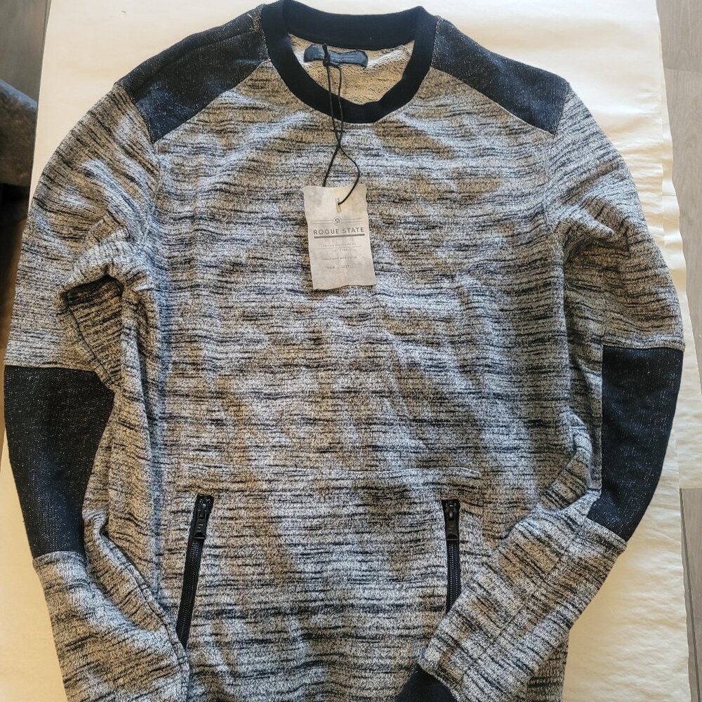 Rogue State Sweatshirt Gray Black Gray Classy Pullover With Zip Pockets Sz Small